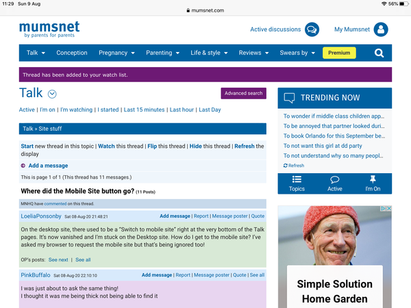 Where did the Mobile Site button go?