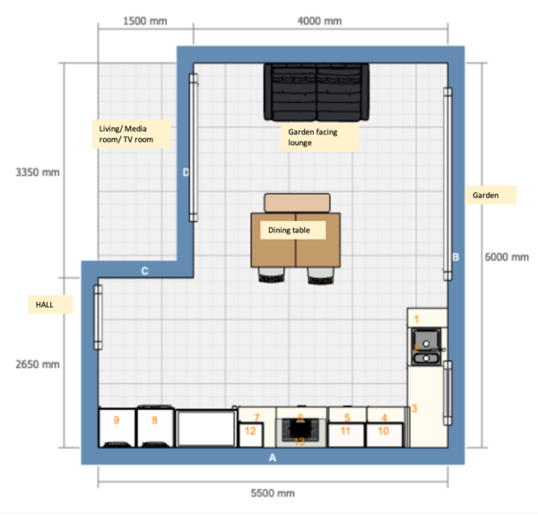 Hob placement, kitchen island or wall facing