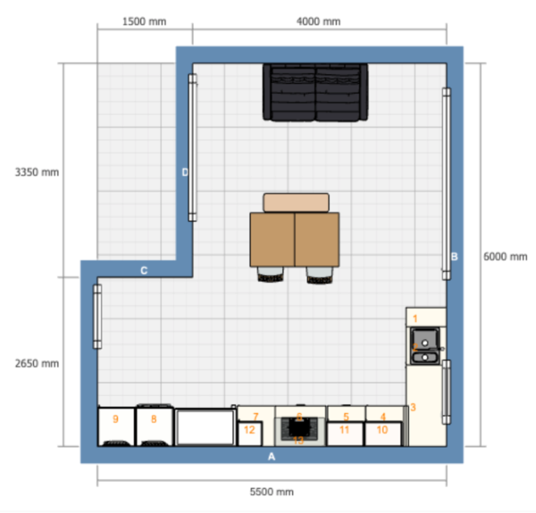 Hob placement, kitchen island or wall facing