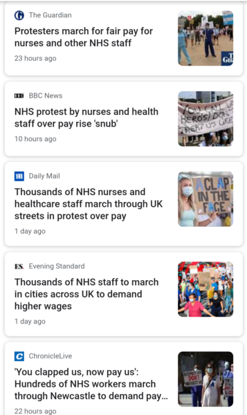 To ask if you know about NHS workers marching for pay equality yesterday?