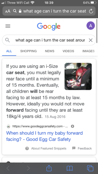 For considering forward facing a two year old...