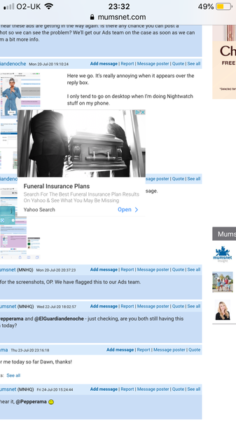 Adverts blocking page