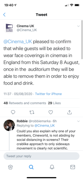 Masks in Cinemas, Museums etc.