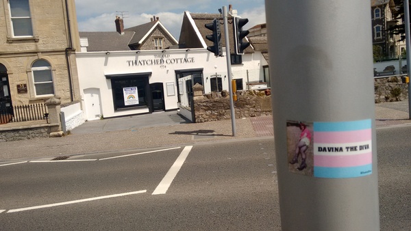 Police speak to woman about "transphobic" stickers