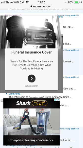 Adverts blocking page