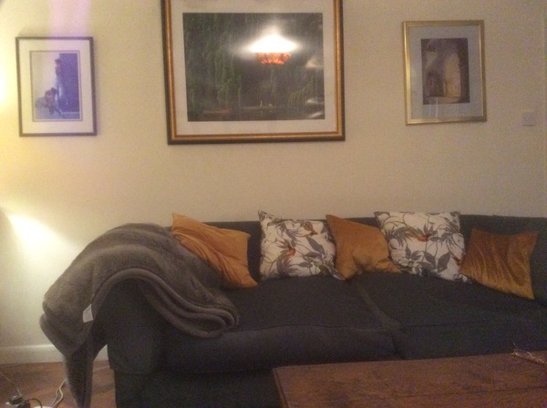 Wall colours with green sofa