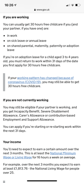 30 hours free child care in England