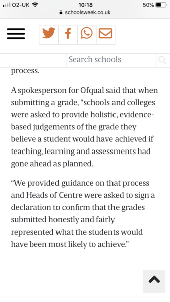 Ofqual - you can’t appeal CAGS or use mocks