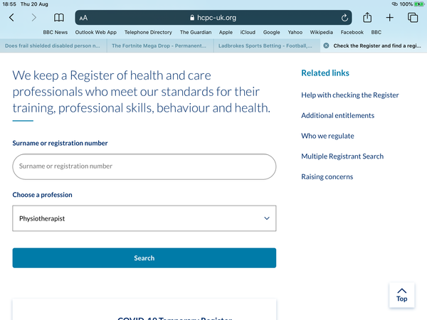 Does frail shielded disabled person need physiotherapist?