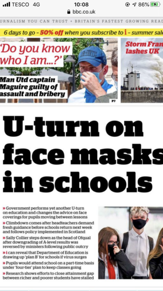 Head recommending wearing masks in school