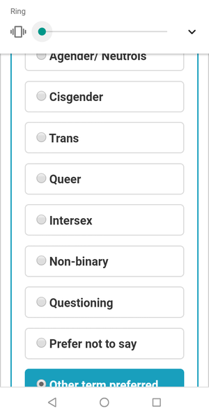 Job application not asking for sex, but asking if cis or trans