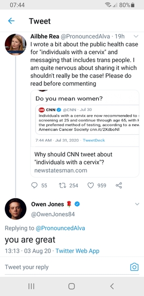 New Statesman article - justifying "individuals with a cervix" message