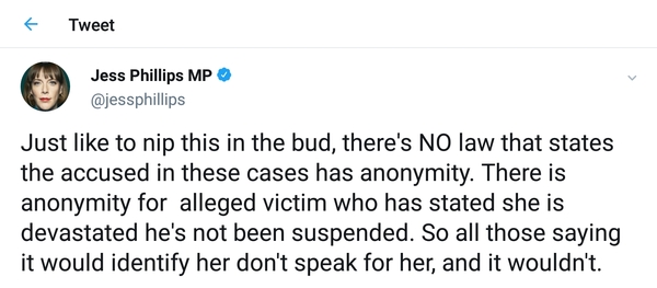 Why has the Tory minister arrested for rape not been named?