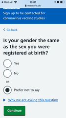 What sex were you assigned at birth asks Covid Symptom Study