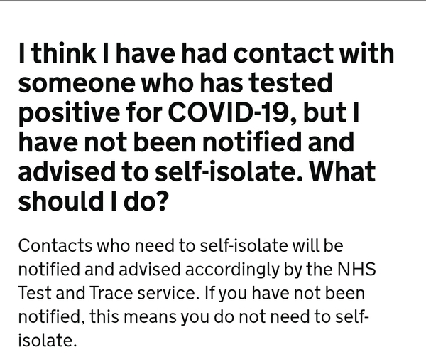 Contact with Covid positive person - confusion