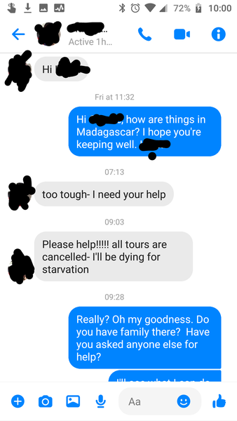Just been contacted by friend abroad in dire straits