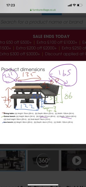 Can someone please check my furniture measurements (see pic)?