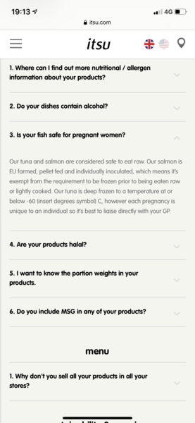 Ordered sushi from itsu is it okay ?