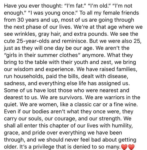 To think people don’t realise how lucky they are when it comes to age