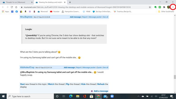 Viewing the desktop and mobile versions of Mumsnet