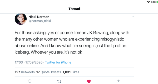 Acting CEO of woman’s aid stands up for women & JKR
