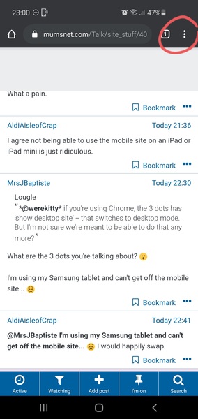 Viewing the desktop and mobile versions of Mumsnet