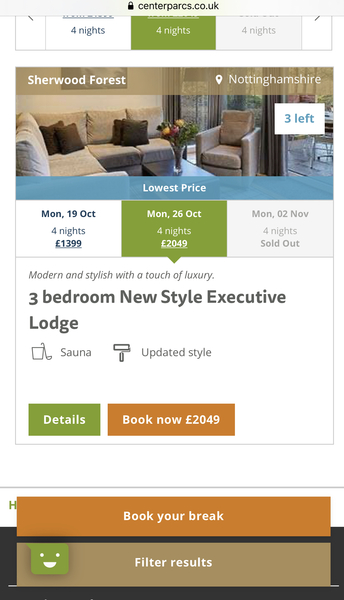 £3500 for centreparcs October half term!?