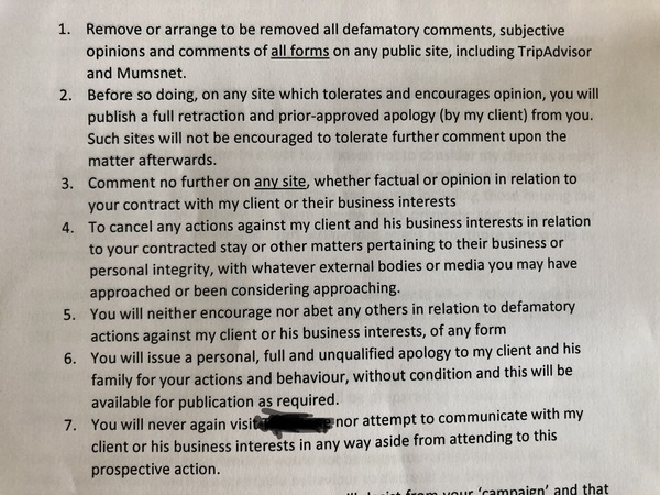 Hotel threatening to sue us for bad review