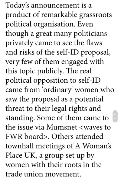 A cheer from the Spectator to us Mumsneters on the FWR board