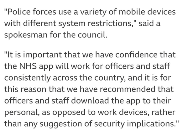 Police told not to download NHS app