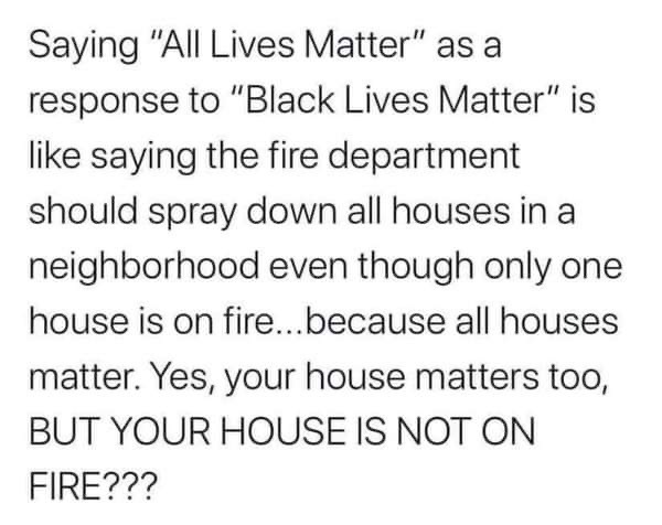 New BF "all lives matter" Me sensitive?