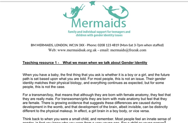 Mermaids and the evolving understanding of gender identity.