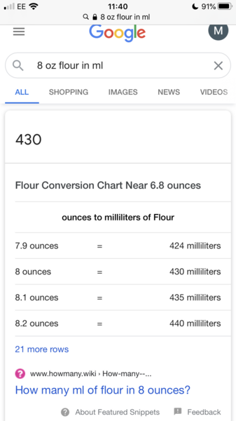 How much os 8oz flour in ml!!!!