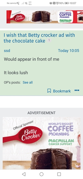 I wish that Betty crocker ad with the chocolate cake