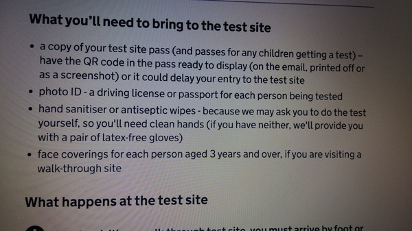 Photo ID for Covid test?