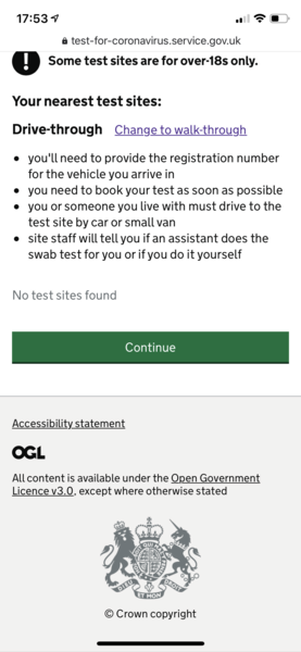 No testing sites available...
