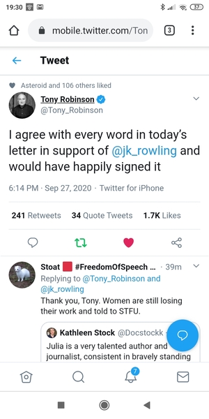 Open Letter from Autors and Entertainers in Support of JKR