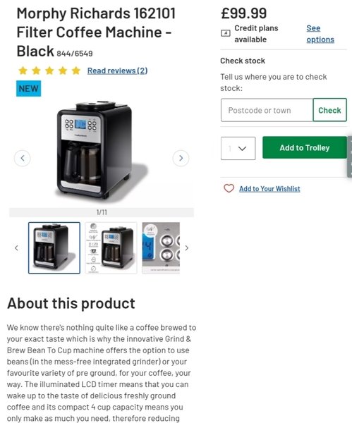 Coffee machine purchase