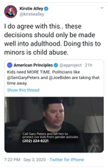 Kirstie Alley speaks out against medically transitioning children