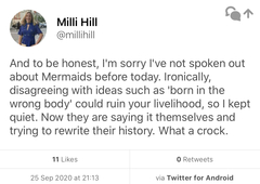 Milli Hill author of Give Birth Like a Feminist surprises TRAs by being a feminist.