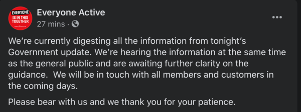 So are gyms staying open or what?