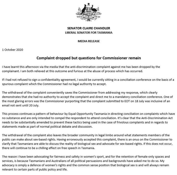 Clare Chandler vs the Discrimination Commissioner