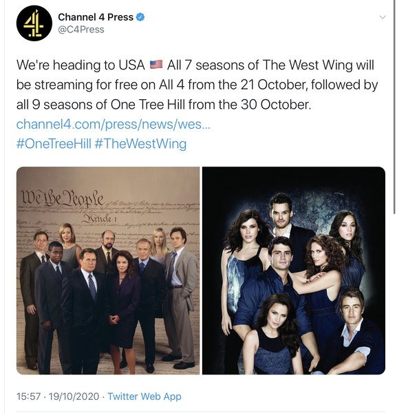 Public Service Announcement - West Wing is returning to All4!