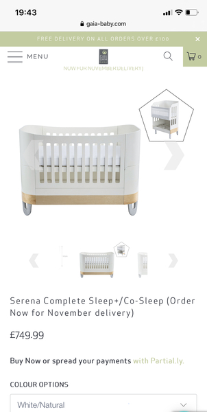 Gaia Serena Complete Sleep+/Co-sleep Cot