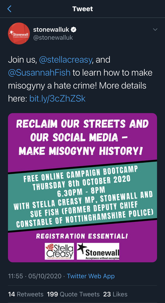STONEWALL ARE HOSTING AN ANTI-MISOGYNY WORKSHOP I’M NOT EVEN KIDDING