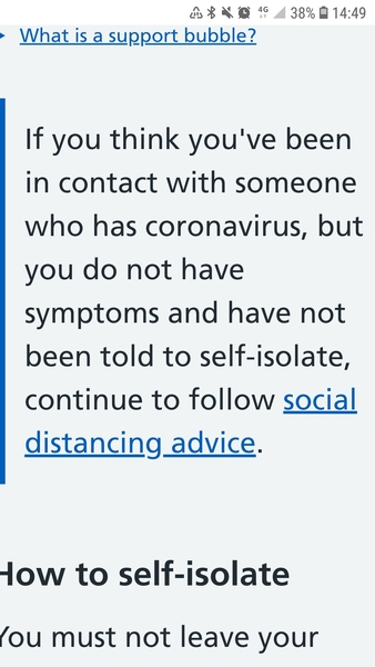 Not allowed to self isolate unless told to do so by test and trace??