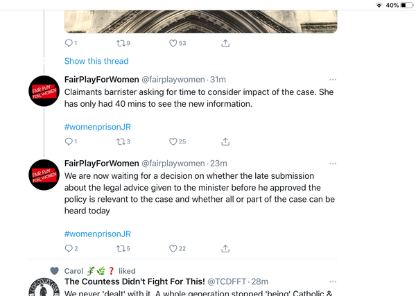 Starting on 28 October Judicial Review of prison guidelines on transgender - and launch of new web site Keep Prisons Single Sex