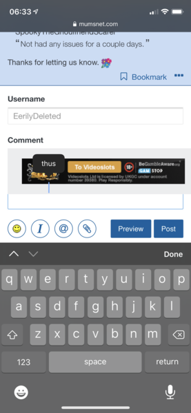 Ads covering message box on mobile