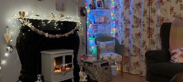 DD is mocking me because I'm putting my winter decor up.