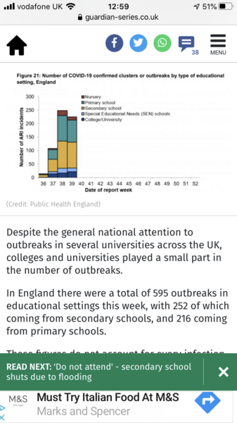 Coronavirus outbreaks in England spreading mostly in schools